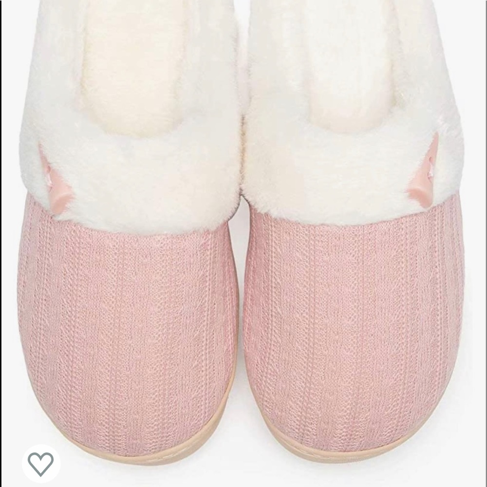 Pink fuzzy slippers